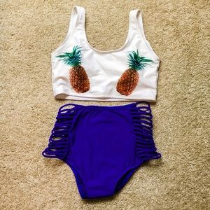 Pineapple High Waisted Bathing Suit